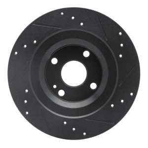 Fiat 124 Spider Brake Rotor (1) - Rear Left - R1 Concepts - Drilled & Slotted - Black - `16-`25